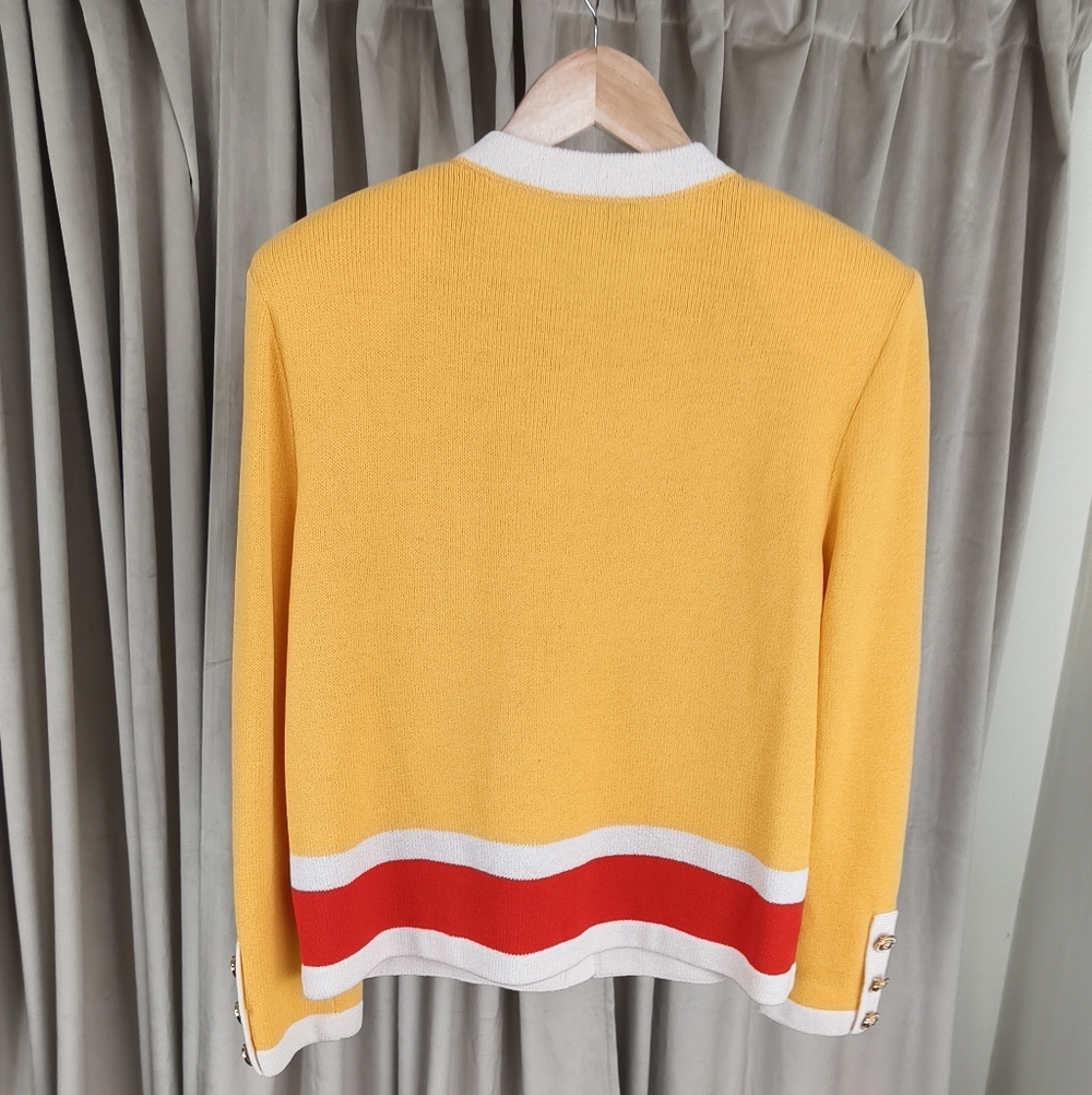 Vintage St. John Vibrant Red and Yellow Santana Knit Skirt Set - Picture 6 of 8